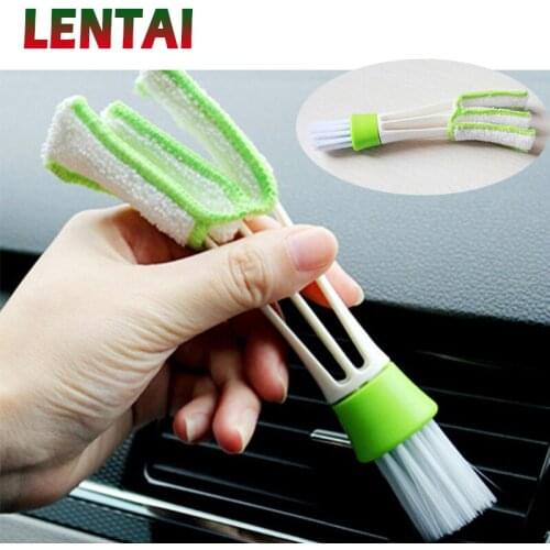 LENTAI 1Pc Car Double-head Cleaning Brush Tool For Toyota C-Hr Corolla Seat Leon Ford Focus 2 Fiesta Ranger Mazda 3 6 CX-5
