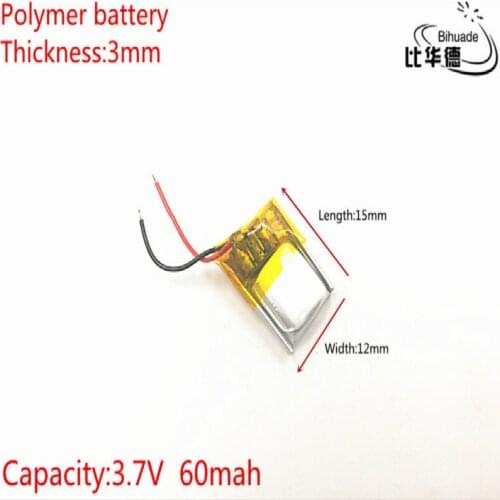 3.7V 60mAh 301215 Lithium Polymer Li-Po li ion Rechargeable Battery cells For Mp3 MP4 MP5 GPS