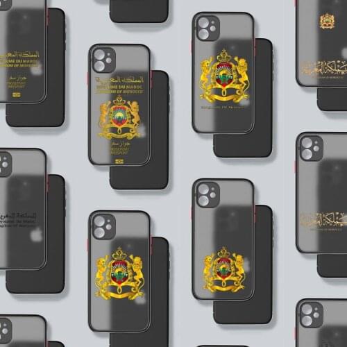 Morocco Flag Coat Of Arms Symbol Phone Case Matte Transparent for iPhone 7 8 11 12 s mini pro X XS XR MAX Plus mobile bags