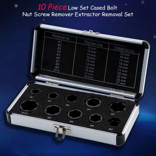 10pcs/Set Damaged Bolts Nuts Screws Remover Extractor Removal Tools Set (9-19mm) Threading Tool Kit Black Nuts With 4 Styles