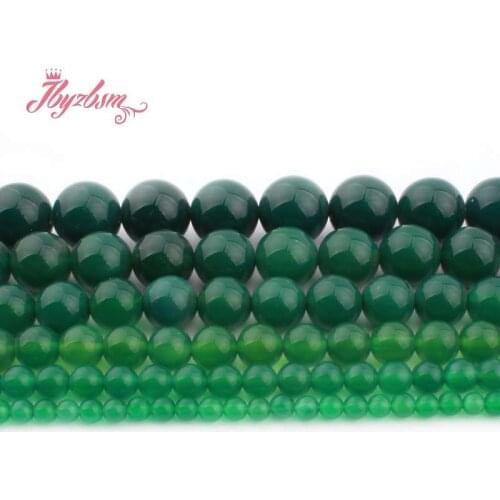 Natural Round Agates Beads Ball Green Smooth Stone Beads For Jewelry Making DIY Necklace Bracelet Loose 6/8/10/12/mm Strand 15"