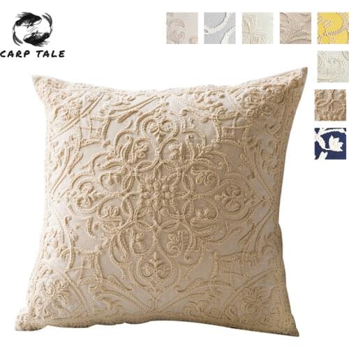Throw Pillow Cover Cotton Rope Embroidered Pillow Case Sofa Cushion Cover Decorative Car Living Room Pillow Home Decor 50x50cm