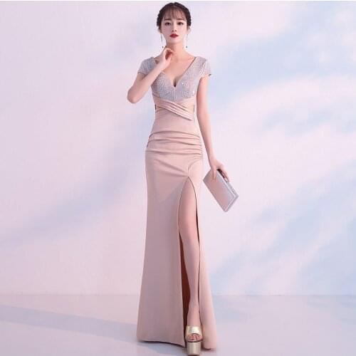 2021 New Banquet Evening Dress Female Dignified Atmosphere Long Slim Fishtail Temperament Celebrity Host Dress
