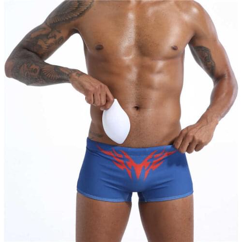 New Sexy Mens Swimming Trunks Flat Angle Beach Short Swimwear Men Low Waist Swimsuit Detachable Cup Male Swim Suit Plus Size