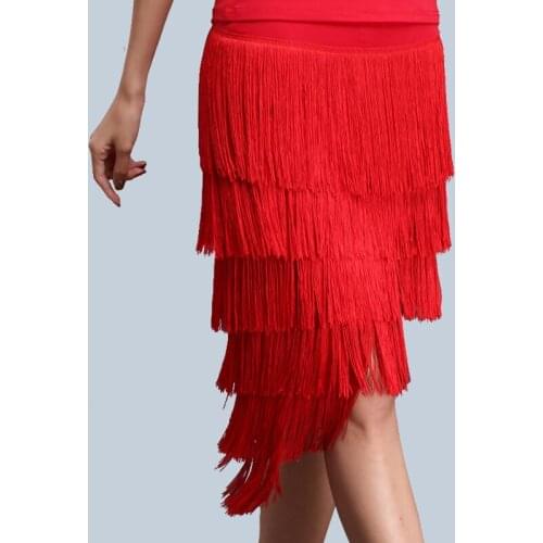 NEW Latin dance dress beveled frills skirt tassel plus size M-4XL skirts Ballroom women sexy rumba samba performance costume