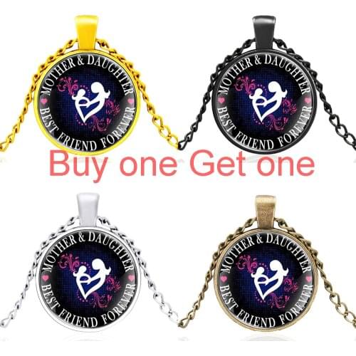 2021 New Arrival Mother and Daughter Glass Cabochon Men Women Charm Fashion Pendant Necklace Jewelry Gifts