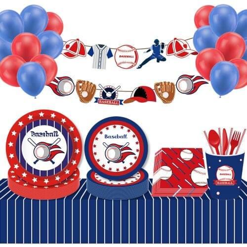 New Baseball Theme Party Disposable Tableware paper plates cups flag kids Birthday Club Celebrations Baby Shower Decor Supplies