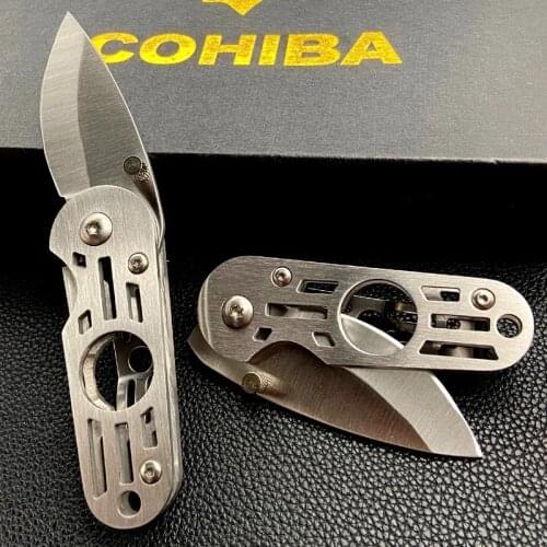 2 In 1 Cigar Cutter Scissors with Belt Buckle Durable Cigar Accessories Mini Travel Tobacco Knife Stainless Steel Portable