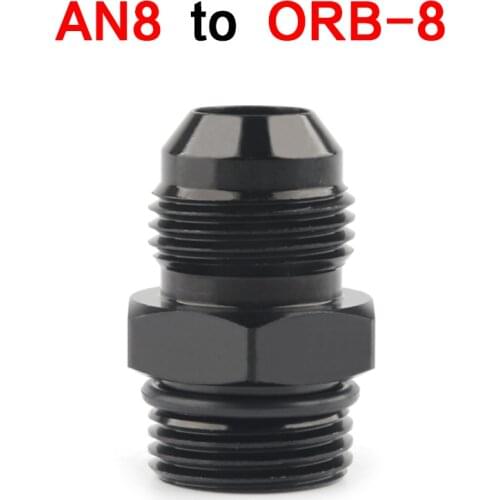 ORB-8(3/4" UNF) O-ring Boss AN8 8AN to AN8 8AN Male Adapter Fitting Black 6061-T6 aluminum Specification : AN8 to ORB8