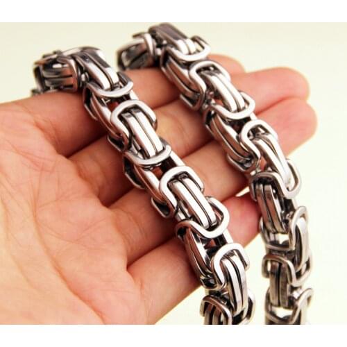 12mm Men or Women Stainless Steel Necklace Chunky Link Heavy Byzantine Chain Fashion Necklace Jewelry 7inch-40inch