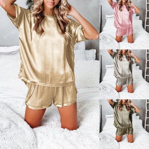 Pajama Set Short Sleeve Charming Women O Neck Sleepwear for Bedroom