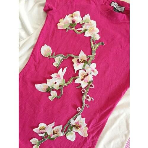 48*19 cm DIY Cheongsam dress large Plum flower motif applique decoration cloth iron-on patch applique embroidery