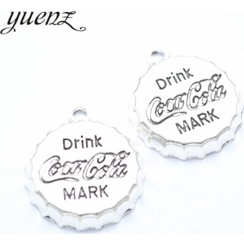 YuenZ 5pcs Antique Silver Plated Coke bottle cap Handmade Charms Pendant:DIY for bracelet necklace 25*21mm J442