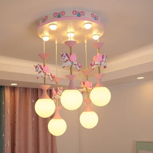 Childrens Room Pendent Light Girl Princess Bedroom Lamp Cartoon Creative Hanging Light Babys Room Lamp Lampara Para Comedor