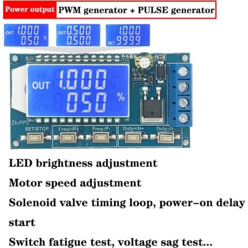Adjustable 0-100% PWM Frequency duty ratio pulse DC Motor Speed Controller LED Dimmer Solenoid valve Delay start load ZK-PP2