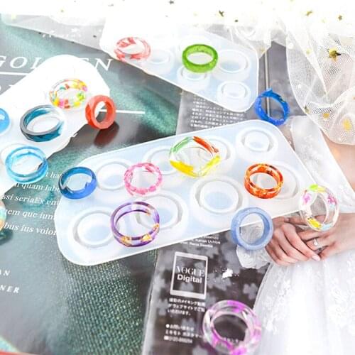 DIY Making Ring Jewelry Silicone Mold Crystal Epoxy Mould Epoxy Resin Assorted Sizes Flat Rings Mold Collection Handmade