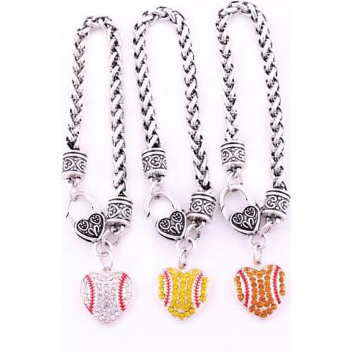 Sporty Style Charm Bracelets Baseball Pattern Heart Pendant Athlete Good Gift Choose High Grade Zinc Alloy Provide Dropshipping