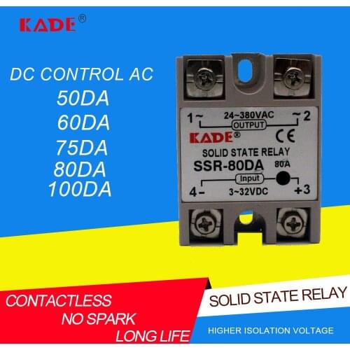 SSR-50DA / 60da / 75DA/80DA/100DA DC controlled AC SSR single phase solid state relay with plastic dust cover