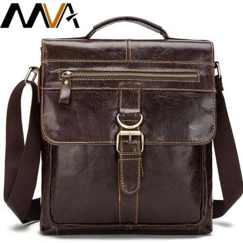 MVA Messenger Bag Men Leather Shoulder Bag Male Genuine Leather Crossbody Bags With Men top-handle Mens Bags Hasp Male handbags