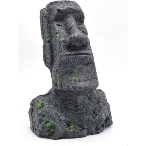 S Ancient Easter Island Stone Head Aquarium Ornament, Fish Tank Decoration Accessories Suitable for salt water and fresh water