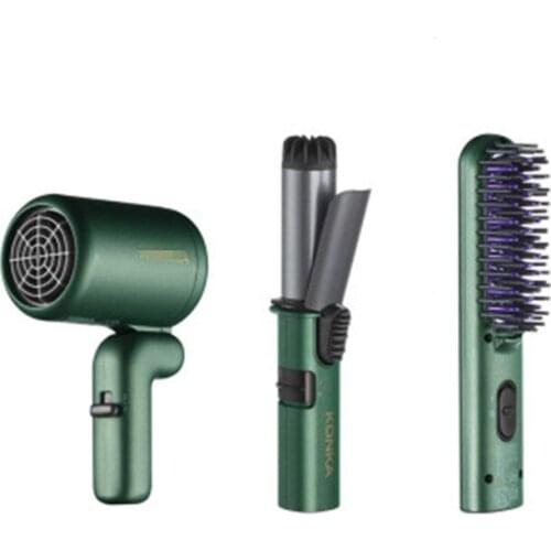 KG-T05 Hairdressing Heartbeat Set Hair Dryer Curling Rod Straightening Comb and Curling Iron Travel