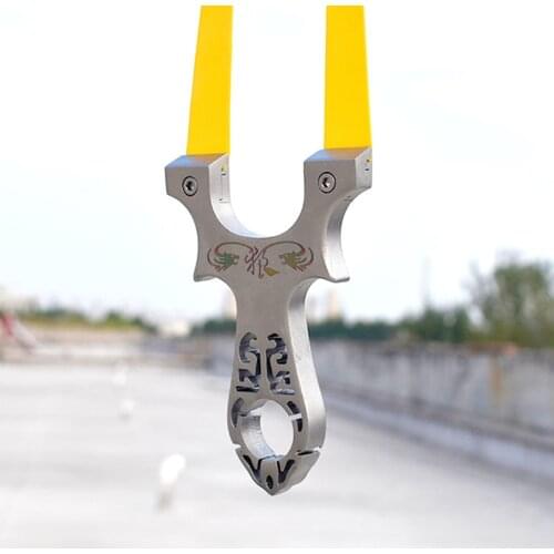 High Quality Full Metal Pattern Catapult Slingshots Equipment Broadhead Rubber Flat Band Slingshot Toys For Outdoor Sports