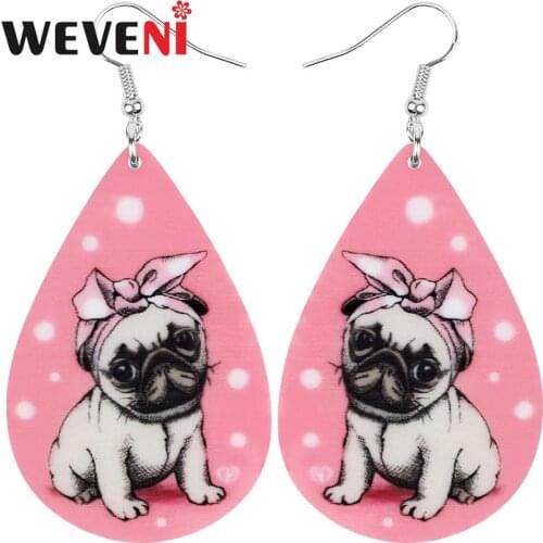 WEVENI Acrylic Teardrop Headband Pig Piggy Earrings Animal Drop Dangle Jewelry For Women Girls Teens Kids Charms Decoration Gift