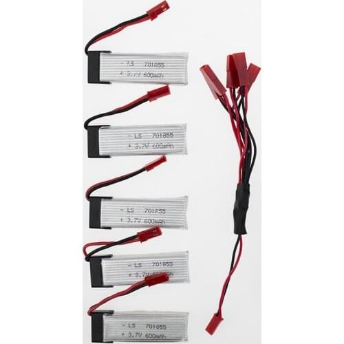 Syma WLtoys V929 5Pcs 3.7V 600mAh LIpo Battery JST and Charger Cable for UDI RC U817 U817a U817c U818a S032 Quadcopter