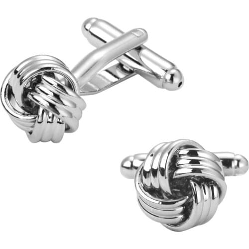 Mens shirts Cufflinks high-quality copper material Silvery three strand twist Cufflinks 5 pairs of packaging for sale