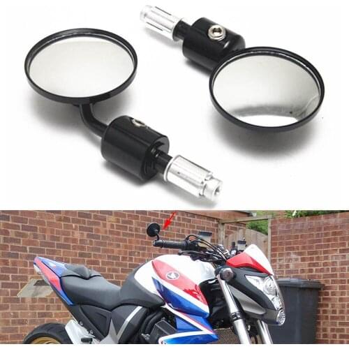 Universal Motorcycle Rear View Mirror 22mm 7/8'' Handlebar Bar End Motorbike Side Rearview Mirrors 1Pair