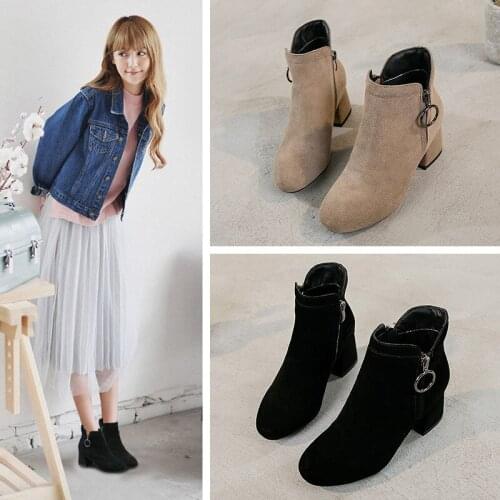 Ankle Boots for Women 2020 Sock Boots Square High Heel Boots Shoes Woman Fashion Bota Feminina Q10-24