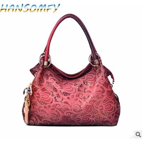 2019 women handbags hollow out floral print shoulder crossbody bags ladies pu leather totes fashion messenger bag female ML-25