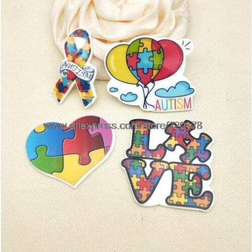 30pcs/50pcs Mix cartoon Autism flat back planar resin for DIY Craft Supplies