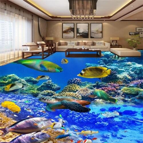 Beibehang Underwater World papel de parede 3D Photo Floor Wallpaper for Livingroom Bedroom Mural Self adhesive Wall paper roll