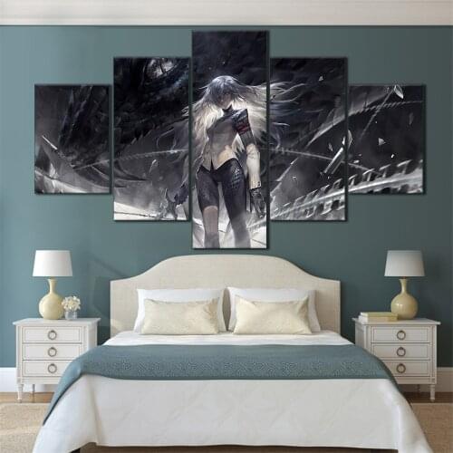 5 Pieces HD Canvas Painting Print Anime Beautiful Girl Picture For Modern Decorative Bedroom Living Room Home Wall Art Decor