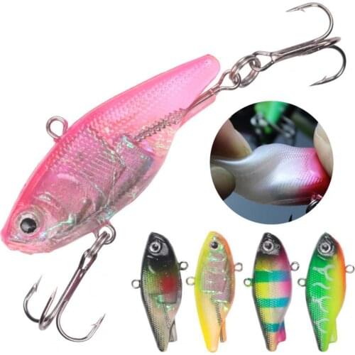 5Pcs Multi-color 4.8cm 13g 3D Eyes VIB Soft Fishing Fake Bait Lure Tackle Set Lipless Artficial SwimbaitHard Wobbler Fishing