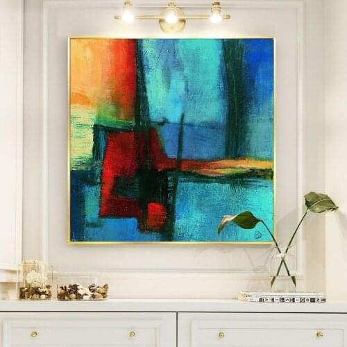Abstract Colorful Geometric Oil Painting on Canvas Posters and Prints Scandinavia Art Wall Pictures For Living Room Home Decor