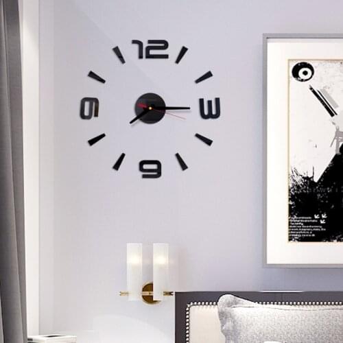 Acrylic Wall Clock Modern 3D Wall Clock DIY Large Number Wall Clock Sticker Living Room Home Decor Mirror Art Design Wall Clock