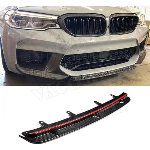 Carbon Fiber Front Lip Spoiler For BMW 5 Series F90 M5 2018 2019 AC Style Head Middle Lip Chin Guard Car Styling