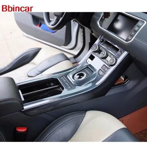 Bbincar ABS Carbon Fiber Wood Paint Interior Front Middle Gear Shift Side Frame Stripe 2pcs For Range Rover Evoque 2015 to 2018
