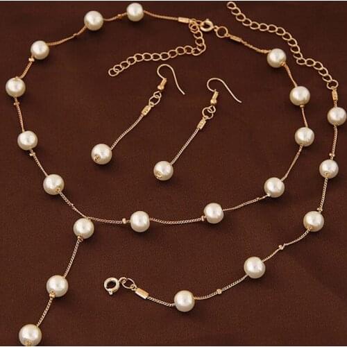 2020 New Fashion Jewelry Gold Color Chains Imitation Pearl Necklaces For Women Party Wedding Bride choker Necklace