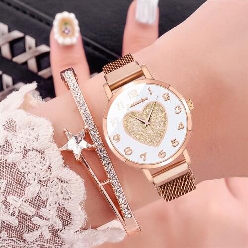 Luxury Women Starry Romantic Heart Wrist Watches Fashion Ladies Magnetic Strap Quartz Watches Clock Zegarek Damski