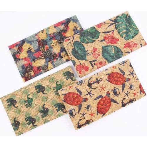 Natural Cork Spectacle Case Wooden Eyewear Holder Vegan Sunglasses Bags Leaf Animal Printing