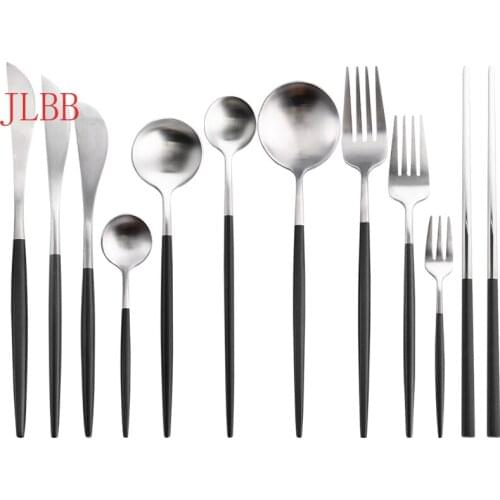 Black Silver Cutlery Set Noble Kitchen Tableware Restaurant Upscale Western Tableware Steak Knife Fork Coffee Spoon Teaspoon
