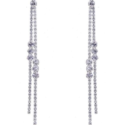 Chran Sparkly Rhinestone Chandelier Dangle Long Earrings for Women