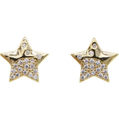 Cz paved five pointed stat stud earring for young girls women gold filled chic boho fine mini star stud jewelry