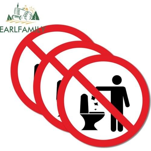 EARLFAMILY 13cm 3Pcs No Littering In The Toilet Sign Camper Car Stickers Vinyl Car Wrap Decal Waterproof Funny Scratch-Proof