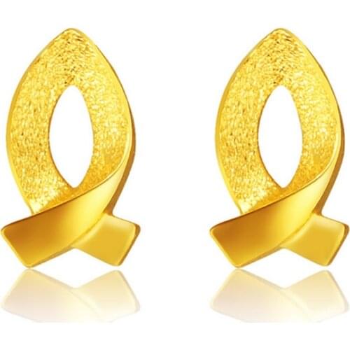 Pure Elegant 999 24K Yellow Gold Womens Stud Earrings 2.04g