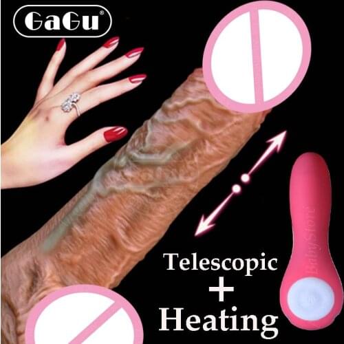 GaGu Automatic Telescopic Heating Penis Vibrator Female Masturbation Super Realistic Dildo Vibrator Erotic Sex Product Adult Toy