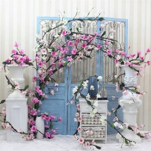 1.8M Foam branches wreath aritificial Magnolia flowers Rattan flower heads silk vine simulation plant wedding wall decoration